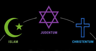 Symbole von Islam, Judentum, Christentum