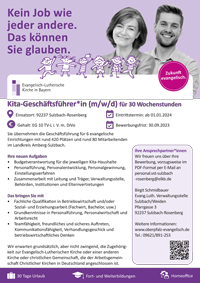 Stellenanzeige Kita-Geschäftsführung